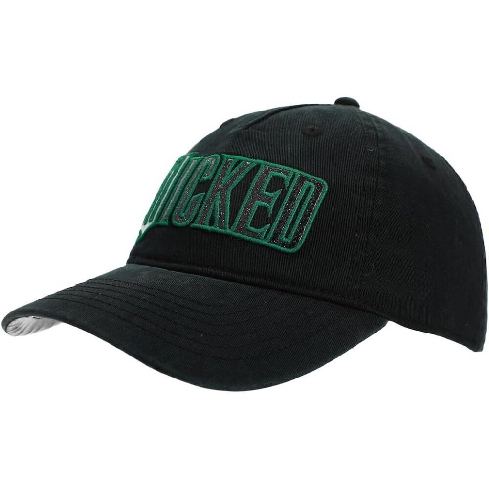 Women's Black Cotton Baseball Cap with Glitter Logo Unstructured Adjustable